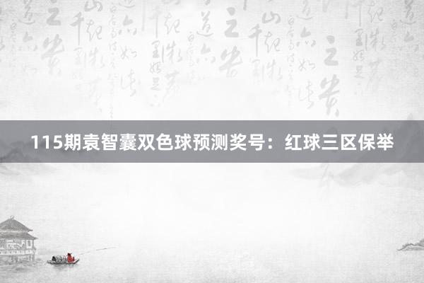 115期袁智囊双色球预测奖号：红球三区保举