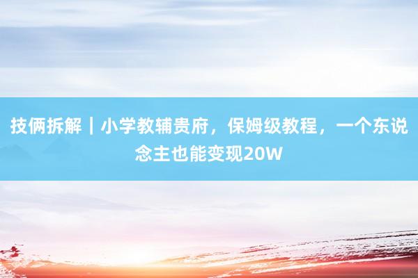 技俩拆解｜小学教辅贵府，保姆级教程，一个东说念主也能变现20W