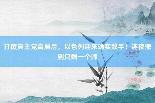打废真主党高层后，以色列迎来确实敌手！连夜撤到只剩一个师